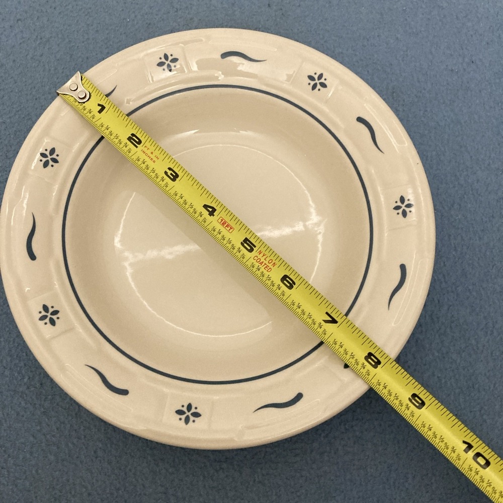 Longaberger Pottery Woven Traditions Classic Blue 8" Rimmed Soup Bowl - Set of 2 - Picture 6 of 7